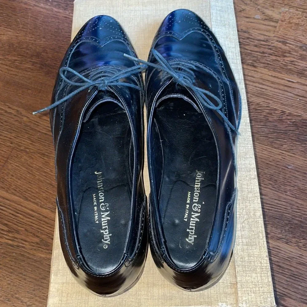 Johnston & Murphy Corvino black leather oxford lace‎ up dress shoes